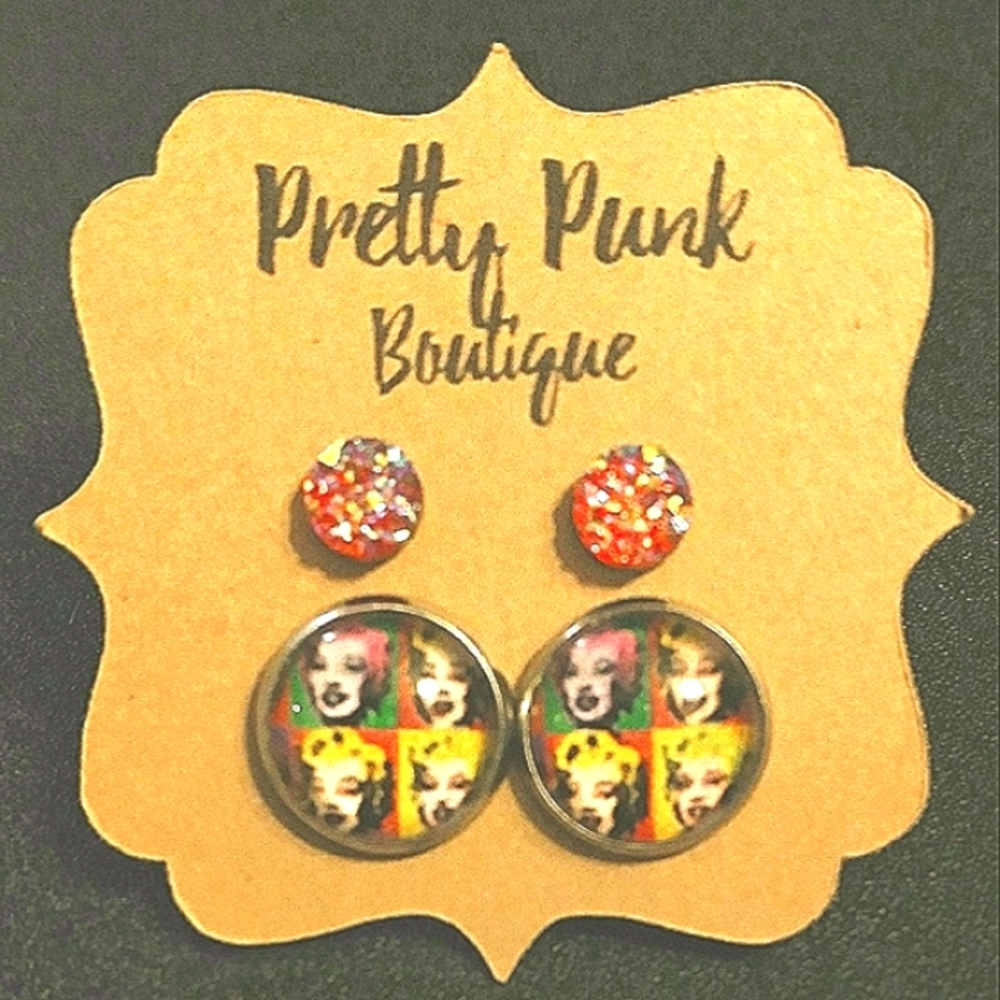 Marilyn Monroe Earrings, Pop Art Painting by Andy Warhol